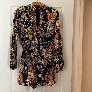 High neck romper with keyhole